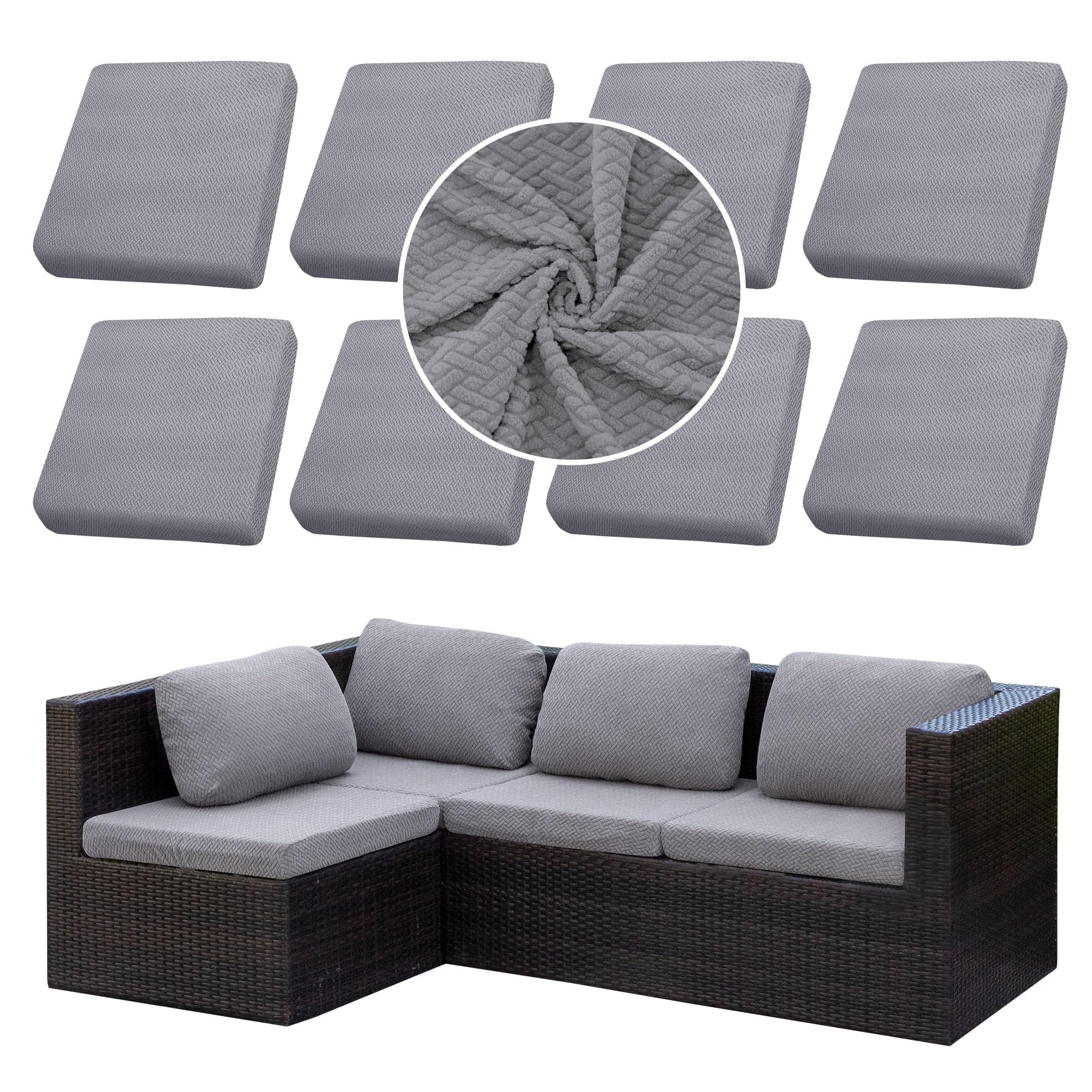 SUKAIKEQA 8PCS Patio Cushion Covers.Patio Furniture Couch SeatSlipcovers