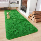 Chicrug Soft Runner Rug for Bedroom Living Room Plush Fluffy Rug 2x6 Feet, Shag Furry Runner Rug Carpet Non Shedding for Nursery Children Kids Girls Room Home Decorative, Grass Green