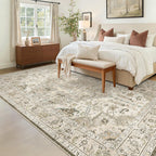 Madane 6x9 Area Rugs for Living Room, Vintage Washable Rug, Ivory/Brown