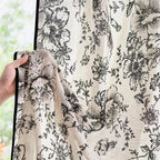 jinchan Vintage Floral Linen Curtains 84 Long for Living Room 2 Panels