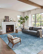 Latte&Fog Washable 6x9 Area Rugs for Living Room Modern Abstract Rug, Blue