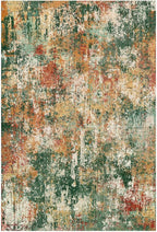 Washable Area Rugs 2'x8' Non-Slip Modern Abstract Soft for Living Room Entryway Bedroom Nursery, Print Pattern, Green Orange Rust Red Cream Colorful