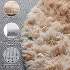 ONASAR Tie-Dye Beige Round Area Rug 4ft, Soft Bedroom Circle Rugs Floor Mats for Kids Girls Teen Room, Kawaii Fluffy Plush Shaggy Carpet for Baby Nursery Living Room Playroom Home Decor