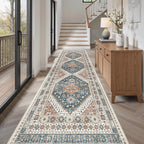 Madane Hallway Runner Rug 3x10 Washable Kitchen Runners 10ft, Navy Blue