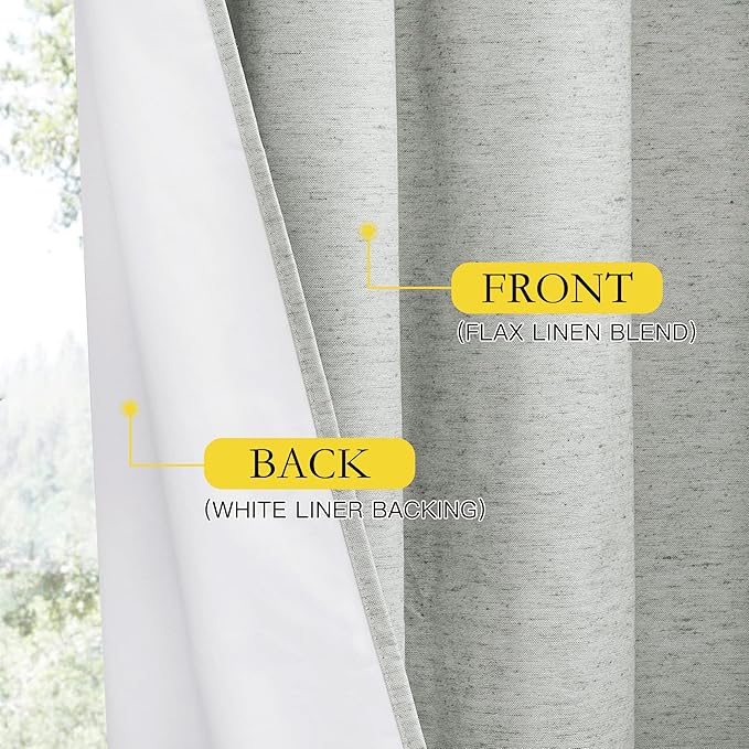 NICETOWN Grey Noise and Lights Block Out Curtains, 2 Panels, 42-inch W by 90-inch L, Thermal Insulated 100% Blackout 2-Layer Lined Drapes, Noise Cancellation Window Draperies for Dining Room
