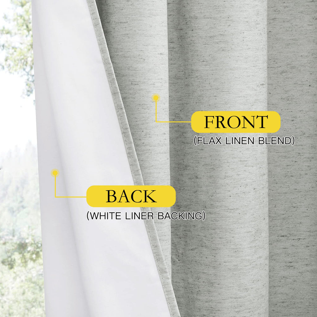 NICETOWN Grey Long Linen Full Shade Panels, 62" Wide x 95" Long, Pair of Thermal Insulated & Energy Efficiency Blackout Curtains for Living Room Windows, Lined Silky Performance Window Dressing