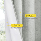 NICETOWN Grey Long Linen Full Shade Panels, 62" Wide x 95" Long, Pair of Thermal Insulated & Energy Efficiency Blackout Curtains for Living Room Windows, Lined Silky Performance Window Dressing