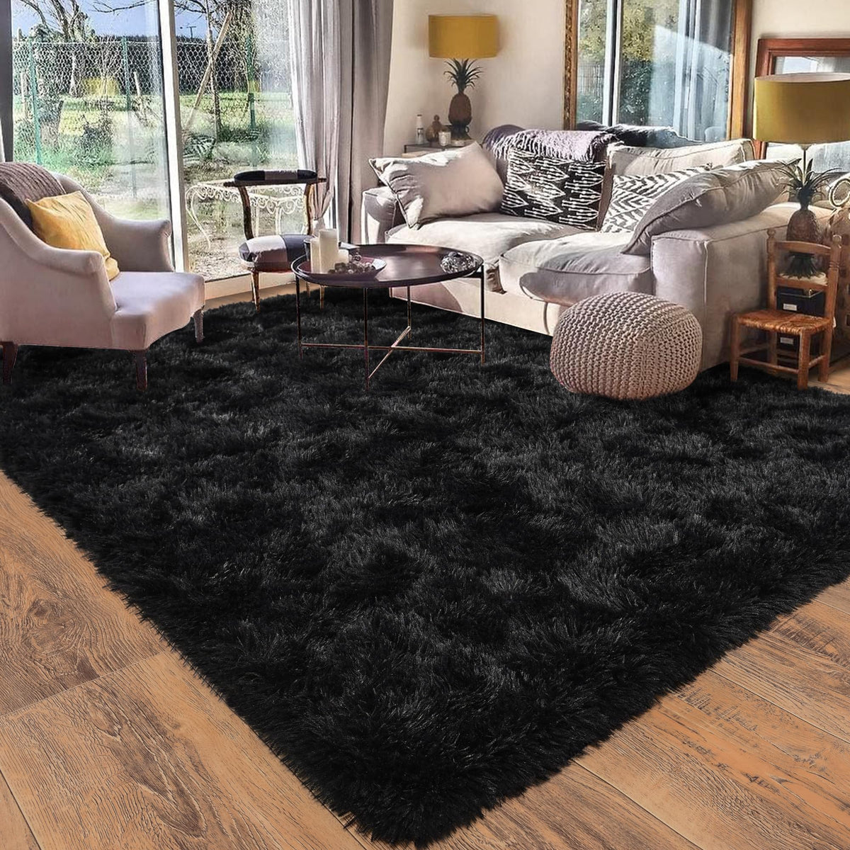 Quntue Rugs for Living Room 8x10, Soft Shaggy Modern Shag Area Rug for Bedroom, Upgrade Non-Slip Plush Fluffy Carpet for Kids Boys Girls Room Home Decor Aesthetic, Light Grey