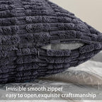 Pack of 2 Corduroy Decorative Throw Pillow Covers 24x24 Inch, Dark Grey