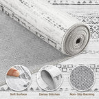 Nakagishi 10x12 Area Rug Living Room: Washable Boho Large Neutral Modern Soft Stain Resistant Farmhouse Indoor Floor Rug Non Slip Accent Carpet for Bedroom Nursery Kids Playroom Office- Gray