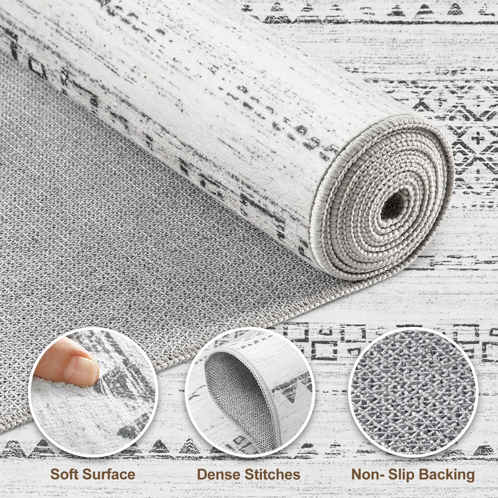 Nakagishi Boho 6x9 Area Rug Living Room Rugs Machine Washable Gray