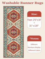 SERISSA Boho Washable Runner Rug, 2'6"x10' Rug Runner Non-Slip Vintage Orange Hallway Kitchen Runner Rug Ultra Soft Print Distressed Tribal Floor Carpet Runner for Bedroom Bathroom Laundry Room