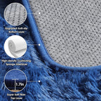 ONASAR Navy Blue Runner Rugs for Bedroom Living Room, Fluffy 2x6 Bedside Hallway Area Rug, Ultra Soft Plush Furry Faux Fur Non Slip Floor Carpet for Nursery Kids Dorm Closet Home Decor