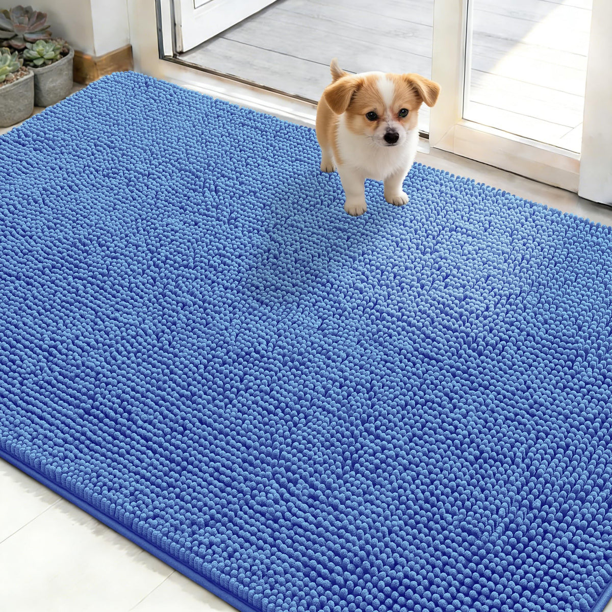 OLANLY Dog Door Mat for Muddy Paws 50x30, Super Absorbent Chenille Mud Mat
