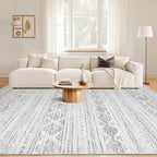Nakagishi 10x12 Area Rug Living Room: Washable Boho Large Neutral Soft Farmhouse Modern Rugs Stain Resistant Moroccan Non-Slip Indoor Carpet for Bedroom Nursery Kids Office Dining Room- Dark Grey