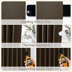 Guken 100% Blackout Curtains 84 Inch Length 2 Panels Set for Living Room Bedroom Back Tab Thermal Insulated Black Out Linen Drapes Room Darkening Chocolate,52x84