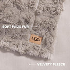 UGG Adalee Faux Fur Twin Size Blanket, Warm Cozy Blanket, Extra Large Throw for Sofa, Washable Bedding for Twin XL Size Bed, Cute Room Decor, 66" x 90", Oyster Brown