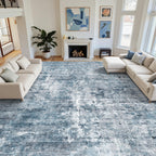 Soalmost 10x14 Area Rugs for Living Room Washable Rug Abstract Blue/Grey
