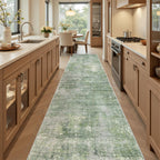 Soalmost Abstract Runner Rug 2x12 Hallway Kitchen Runners Green/Ivory