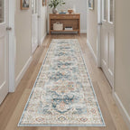 Madane Runner Rug 2x8, Washable Hallway Runner Rugs, Non-Slip Low-Pile Soft Kitchen Rug Runner Laundry Room Rug, Vintage Throw Entry Foyer Mat for Entrance Living Room (Navy, 2 x 8)