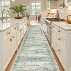 Restydon 2x10 Runner Rug Non Slip,Washable Hallway Runner Rug,Green