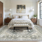 zesthome 6x9 Area Rug, Super Soft Washable Rugs for Living Room, Non-Slip Stain Resistant Vintage Rugs, Ultra-Thin Large Area Rugs (Wheat/Charcoal,6'x9')