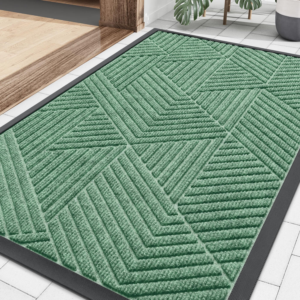 Smiry Front Door Mat Outside Entrance, Low Profile Rubber Doormat, 29.5x17