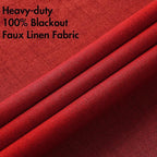 MIULEE Linen Curtains for Bedroom 100% Blackout Thermal Insulated Red Grommet Room Darkening Curtains & Drapes Christmas Decor for Living Room Nursery 52 x 90 Inch (2 Panels)