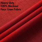 MIULEE 100% Blackout Linen Curtains for Bedroom 52x96 Inches Red