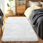 Quntue Runner Rugs for Bedroom 2x6 Rug Runners for Hallways Non Slip Soft Shag Bedside Rug, Fluffy Area Rug Throw Rugs for Living Room, Floor Carpet Runner for Nursery Kids Dorm, Cream White