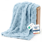 Bedsure Checkered Fleece Throw Blankets for Bed/Couch, Ashley Blue,50"×70"