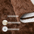 Tepook 5x8 Brown Area Rugs for Living Room Bedroom, Soft Fluffy Plush Shaggy Girls Boys Kids Room Rug, Shag Upgrade Non-Slip Throw Carpet for Dorms Nursery Classroom Home Decor