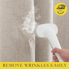 NICETOWN Farmhouse Style 100% Blackout Oatmeal Linen Curtains 90 inches Length, 2 Panels, 52" W, Room Cooling Window Draperies with Thermal Insulated Liners for Dining Room