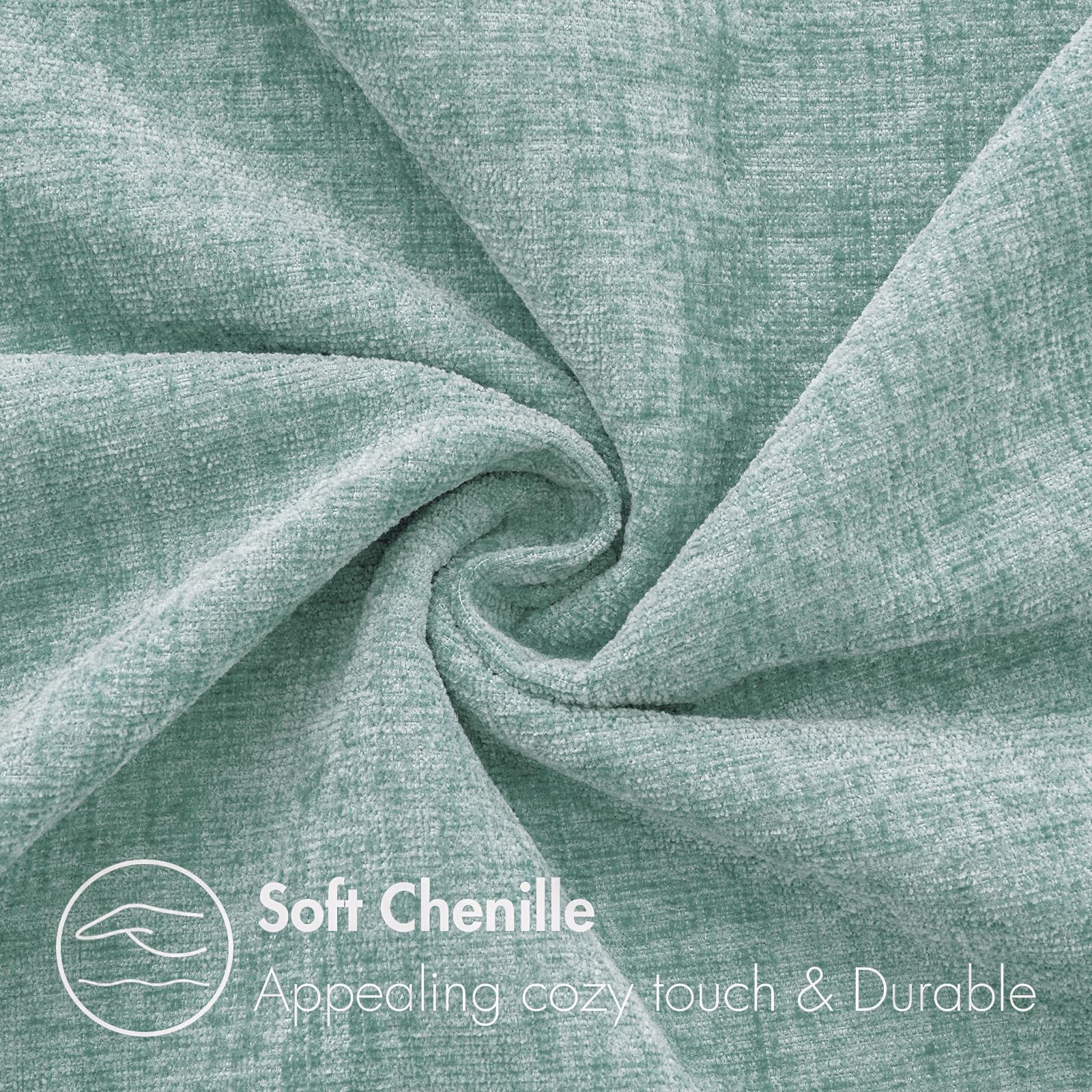 MIULEE Soft Chenille Throw Pillow Covers Aqua Green 18x18 Inch Pack of 2
