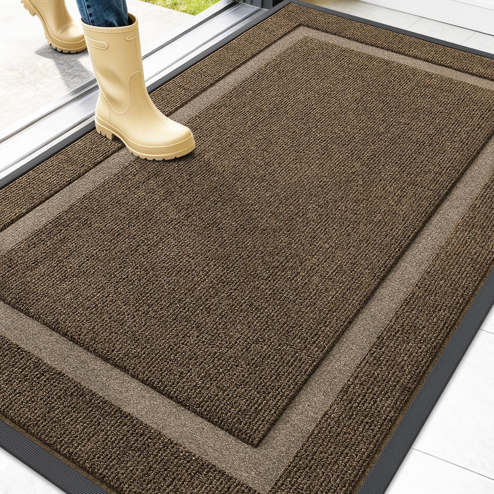 OLANLY Front Door Mat Outside 47x30, All-Season Heavy-Duty Rubber Doormat