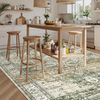 Soalmost Washable Area Rug 8x10, Large Soft Rugs for Living Room Farmhouse Vintage Area Rugs for Bedroom Dining Room Non-Slip Stain Resistant Under Table Rug Olive Beige