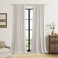 Guken Light Beige Extra Long 100% Blackout Curtains 120 Inch Length 2 Panels Set for Living Room Bedroom Back Tab Thermal Insulated Black Out Linen Drapes Room Darkening Window Curtain, 52x120