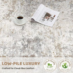 UERMEI 3X16 Washable Runner Rug for Hallway: Soft Neutral Modern Abstract Area Rug - Non-Slip Low Pile Long Throw Indoor Carpet for Kitchen Entryway Kitchen Bedroom Laundry - Brown Grey