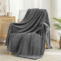 Exclusivo Mezcla Large Waffle Fleece Throw Blanket for Couch, Gray