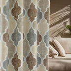 Beauoop 100% Blackout Curtains 72 Inches Long 2 Panels for Bedroom Living Room Brown Grey Moroccan Geo Room Darkening Thermal Insulated Soundproof Grommet Top Window Treatments Drapes, 50x72 Set of 2