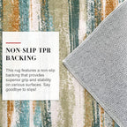 Lansny Modern Abstract Runner Rug 2.6x12, Green Mustard Multi Washable Long Kitchen Runner Non-Slip Soft Hallway Rug Runner Thin Print Faux Wool Carpet for Entryway Bedroom Laundry Room Indoor