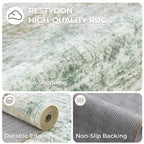 Restydon 2x10 Runner Rug Non Slip,Washable Hallway Runner Rug,Green