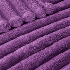 Exclusivo Mezcla Twin Size Flannel Fleece Blanket, Super Soft Striped Jacquard Bed Blanket, Lightweight Fuzzy Cozy for All Seasons, 60x80 Inches, Purple