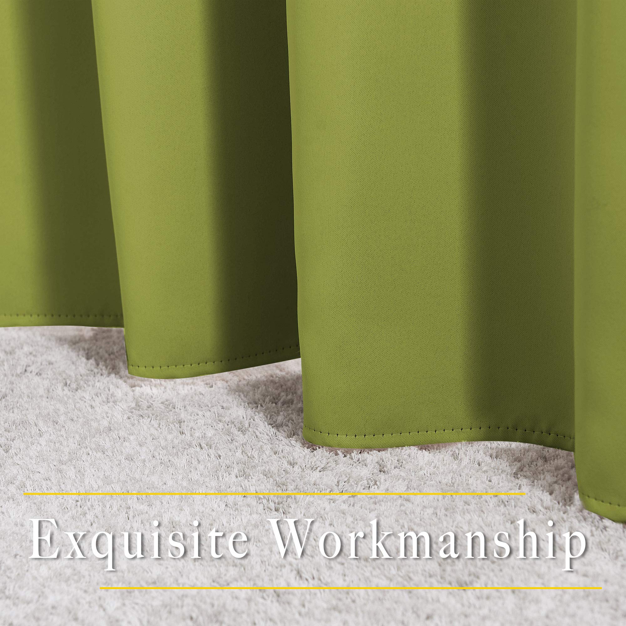 NICETOWN Room Darkening Window Panels - (52 inches Width, Fresh Green, Double Pieces) Holiday Decor Thermal Insulated Curtains 120 inches Length for Kids Bedroom