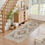 Madane Hallway Runner Rug - 2x5 Rug Runner Washable Runner Rugs Non-Slip Low-Pile Kitchen Runner Rug Laundry Room Rug Throw Carpet for Entrance Bedroom Living Room (2'x5', Turmeric/Grey)