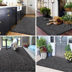 Mibao Super Absorbent Front Door Mat, 60" x 36", Non-Slip Washable Indoor Doormats, Low Profile Entryway Rug Outdoor, Dirt Resistant Welcome Mats for Front and Back Door Entrance, Anthracite Black