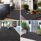 Mibao Super Absorbent Front Door Mat, 72" x 24", Non-Slip Washable Indoor Doormats, Low Profile Entryway Rug Outdoor, Dirt Resistant Welcome Mats for Front and Back Door Entrance, Anthracite Black
