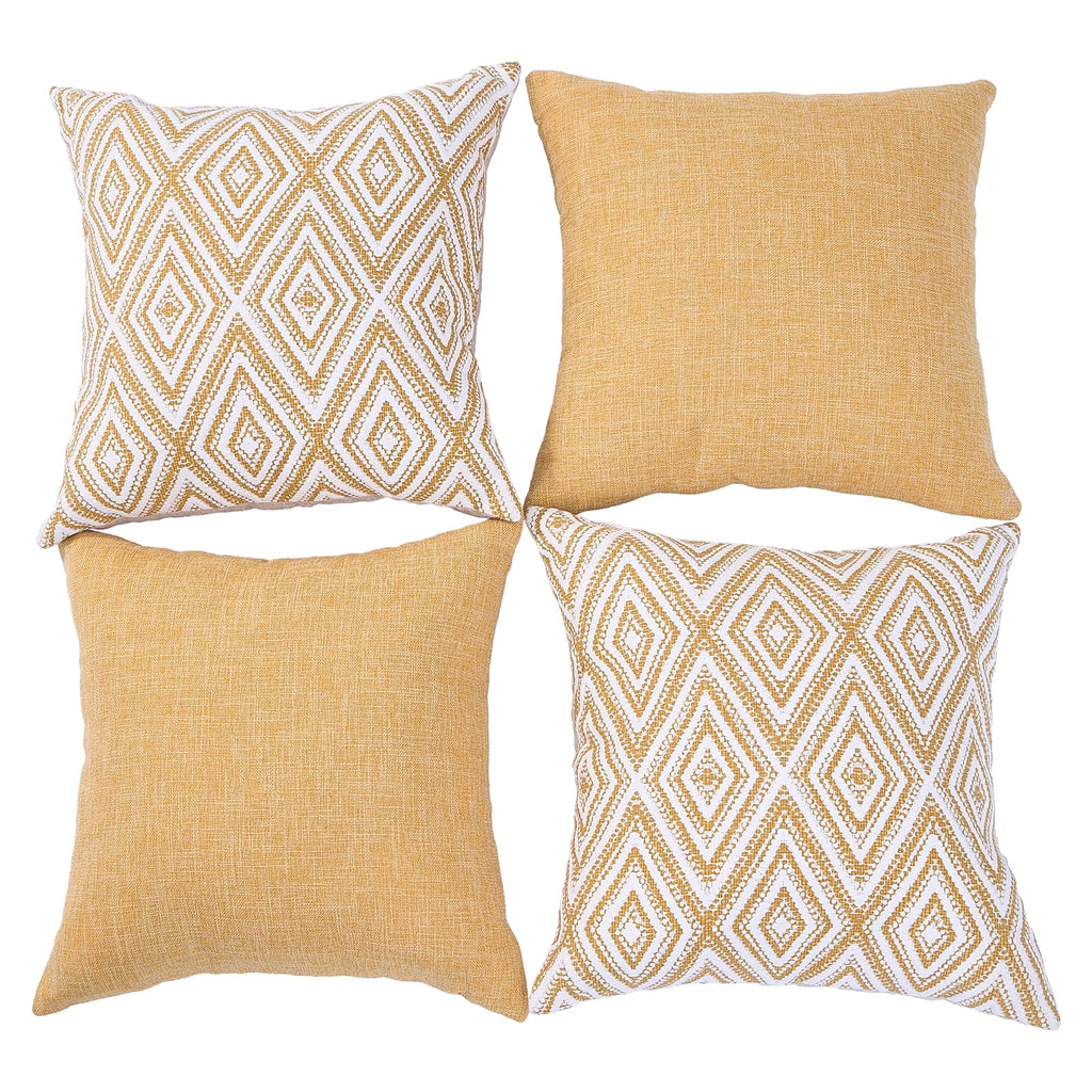 HPUK Throw Pillow Covers 20x20, 4 Pack, Ochre Textured Couch Pillow Covers