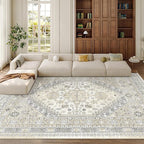 zesthome 9x12 Area Rugs,Stain Resistant Washable Rug,Ultra-Thin Rugs for Living Room,Bedroom,Non-Slip Backing Home Decor Large Area Rug (Beige,9'x12')