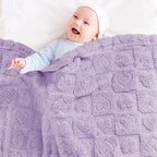 Yurhap Fleece Baby Blanket Heart Checkered Blanket, Ultra Soft Cozy Baby Blankets for Girls Boys, Fluffy Infant Toddler Newborn Receiving Blankets for Crib Stroller 30”×40” (Purple)